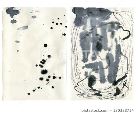 Torn vintage paper with abstract ink drops. Shapes with jagged uneven edges. Ripped different paper fragments collection. Textured grunge element bundle for collage, text box, banner, sticker, poster. Torn vintage paper with abstract ink drops. Shapes with jagged uneven edges. Ripped different paper fragments collection. Textured grunge element bundle for collage, text box, banner, sticker, poster. 120388734