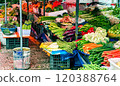 A market full of fresh vegetables 120388764