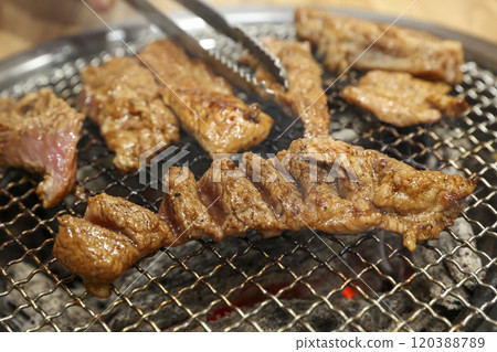 Korean bbq food. Marinated pork ribs 120388789