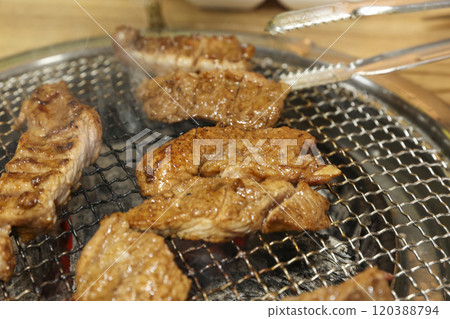 Korean bbq food. Marinated pork ribs 120388794