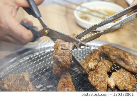 Korean bbq food. Marinated pork ribs 120388801