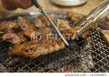 Korean bbq food. Marinated pork ribs 120388803