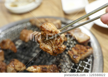 Korean bbq food. Marinated pork ribs 120388822