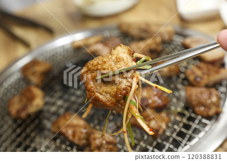 Korean bbq food. Marinated pork ribs 120388831