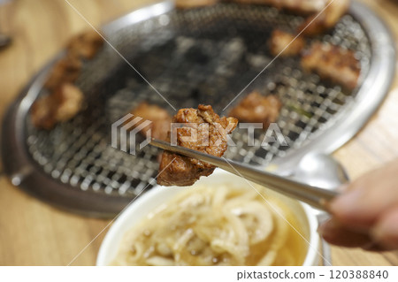 Korean bbq food. Marinated pork ribs 120388840