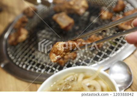 Korean bbq food. Marinated pork ribs 120388842