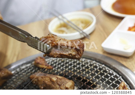 Korean bbq food. Marinated pork ribs 120388845