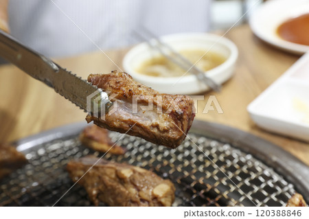 Korean bbq food. Marinated pork ribs 120388846