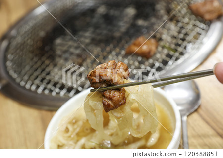 Korean bbq food. Marinated pork ribs 120388851