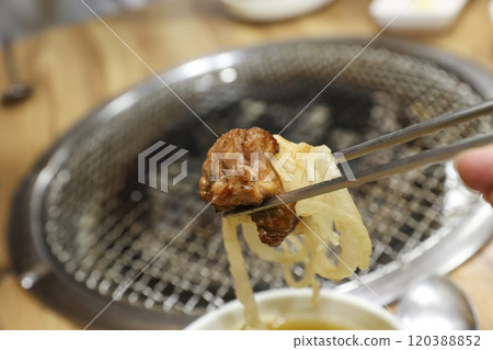 Korean bbq food. Marinated pork ribs 120388852
