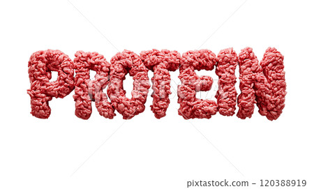 Protein made from appesing minced, showcasing its texture and versatility for various dishes in a modern culinary context 120388919