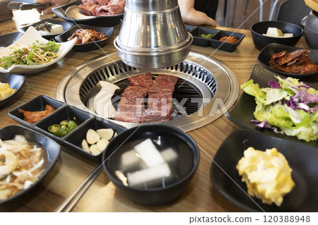 Korean bbq. Grilled beef ribs Korean bbq. Grilled beef ribs 120388948