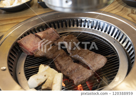 Korean bbq. Grilled beef ribs Korean bbq. Grilled beef ribs 120388959