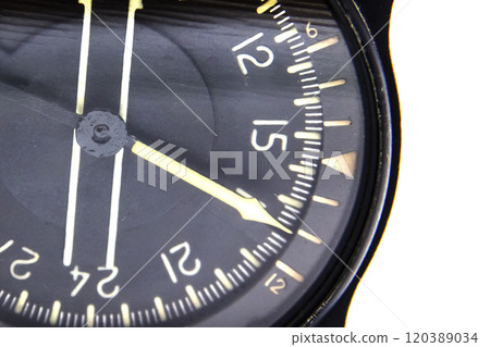Part of combined flight instrument using on plane on the white background 120389034