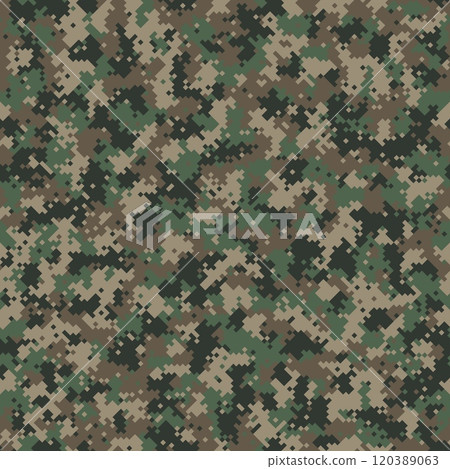 Repeated Green and Beige Pixel Graphic Vector Camouflage Seamless Pattern Repeated Green and Beige Pixel Graphic Vector Camouflage Seamless Pattern 120389063