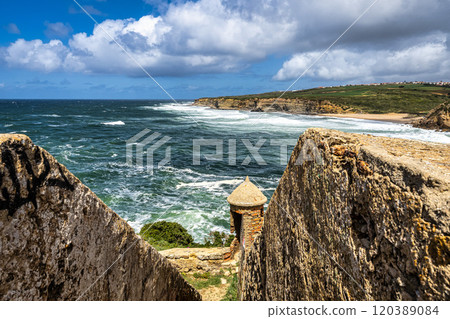 Forte Milreu at Ericeira, Portugal. Ancient defensive building in Ribeira de Ilhas Portugal 120389084