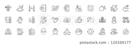 Mint bag, Aroma candle and Nurse line icons. Pack of Hospital nurse, Strong arm, Electronic thermometer icon. Face recognition, Coronavirus vaccine, Sunglasses pictogram. Low thermometer. Vector Mint bag, Aroma candle and Nurse line icons. Pack of Hospital nurse, Strong arm, Electronic thermometer icon. Face recognition, Coronavirus vaccine, Sunglasses pictogram. Low thermometer. Vector 120389177