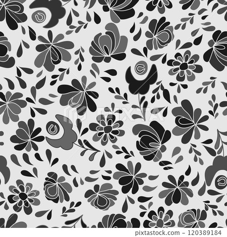 Beautiful floral seamless pattern. Cute natural background with wild meadow flowers. Simple vector print for spring textile, fabric design.  120389184