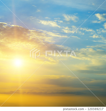Sunrise sky with clouds. 120389217