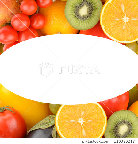 vegetables and fruits background. There is free space for text. vegetables and fruits background. There is free space for text. 120389218