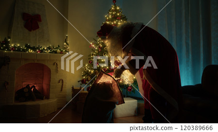 Santa Claus In The NIght Delivering Gifts Santa Claus In The NIght Delivering Gifts 120389666