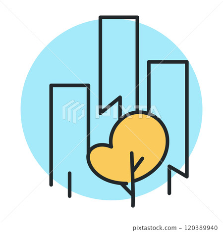 Ecology line art icon, nature and environment. Protection, planet care, natural recycling power. Vector ecology line art illustration 120389940