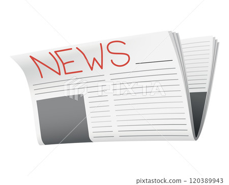 Folded newspaper. Modern news publication. Newspaper icon. Periodical printing product, daily news and sport, food and medicine, business information, latest press Folded newspaper. Modern news publication. Newspaper icon. Periodical printing product, daily news and sport, food and medicine, business information, latest press 120389943