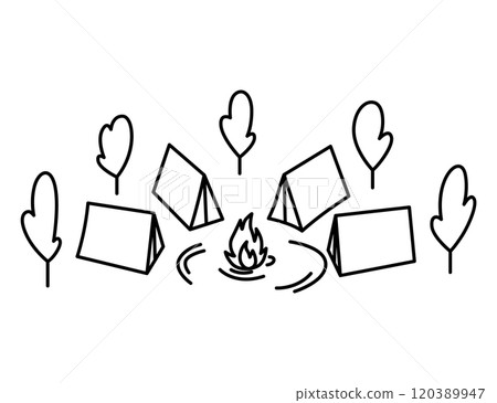 Travel camping line icon. Vector Monochrome Line Art Leisure Icon 120389947