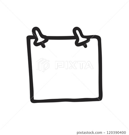 Doodle Post Note icon, paper piece with a pin Doodle Post Note icon, paper piece with a pin 120390400