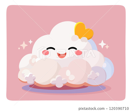 Cute cloud in kawaii style. Vector illustration on pink background 120390710