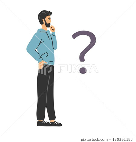 A young man faces a question A young man faces a question 120391193