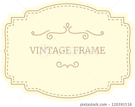 This elegant vintage frame features delicate swirls and a light yellow background, providing a sophisticated touch to any design project 120391516