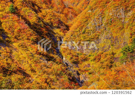 秋天的奧只見瀧澤湖 120391562