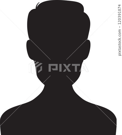 Silhouette of a person facing forward symbolizing privacy and mystery against a white background, conveying secrecy and data protection 120391874