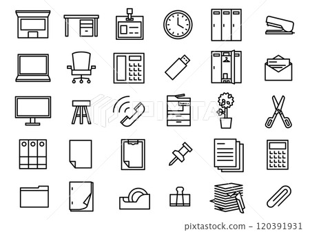 Office and work tools icon set Office and work tools icon set 120391931