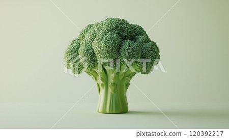 Broccoli floret on soft green background 120392217