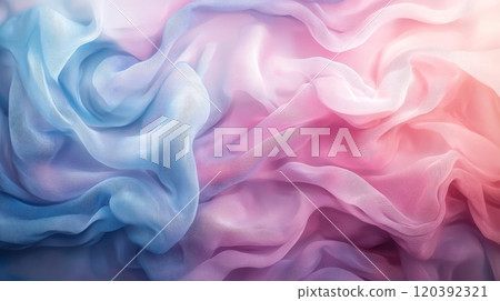 Soft flowing pastel fabric in blue and pink 120392321