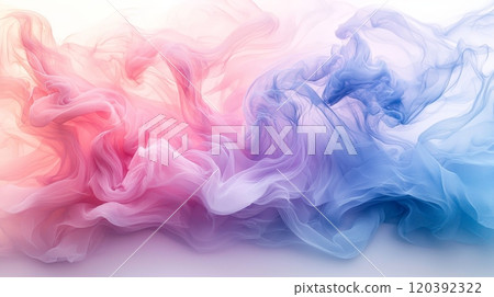 Flowing pink and blue abstract fabric waves 120392322
