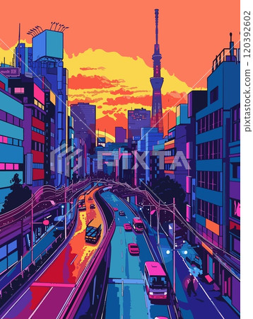 Tokyo City Beautiful Vector Illustration for Postcards, Web Sites and Your Design. 120392602
