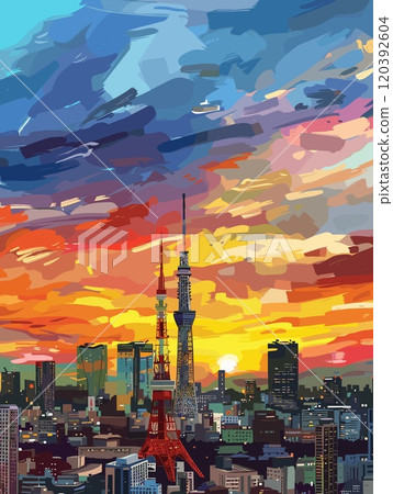 Tokyo City Beautiful Vector Illustration for Postcards, Web Sites and Your Design. 120392604