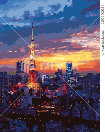 Tokyo City Beautiful Vector Illustration for Postcards, Web Sites and Your Design 120392625