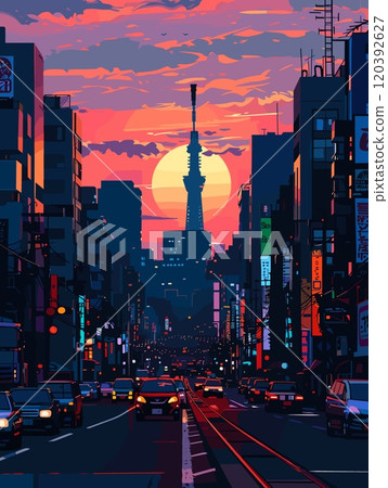 Tokyo City Beautiful Vector Illustration for Postcards, Web Sites and Your Design 120392627