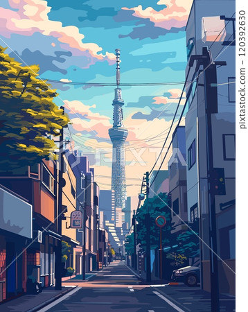 Tokyo City Beautiful Vector Illustration for Postcards, Web Sites and Your Design 120392630