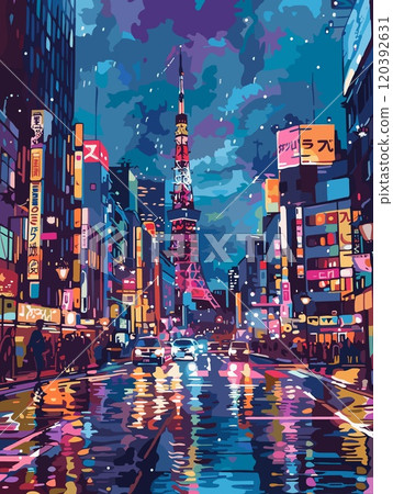 Tokyo City Beautiful Vector Illustration for Postcards, Web Sites and Your Design 120392631