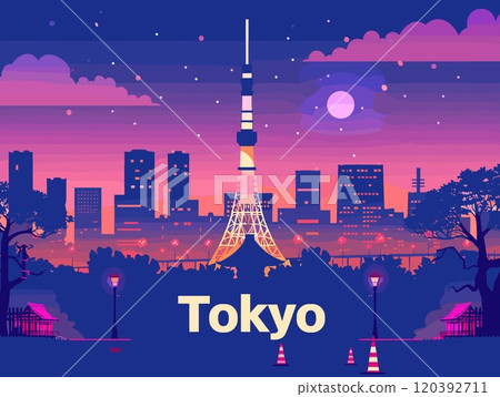 Tokyo City Beautiful Vector Illustration for Postcards, Web Sites and Your Design 120392711