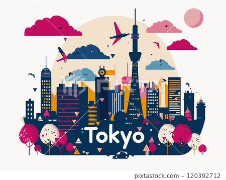 Tokyo City Beautiful Vector Illustration for Postcards, Web Sites and Your Design 120392712