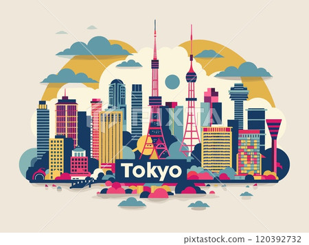 Tokyo City Beautiful Vector Illustration for Postcards, Web Sites and Your Design 120392732