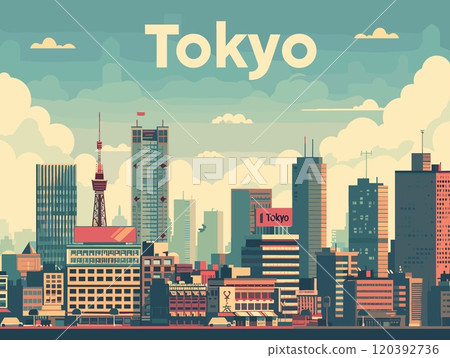 Tokyo City Beautiful Vector Illustration for Postcards, Web Sites and Your Design 120392736