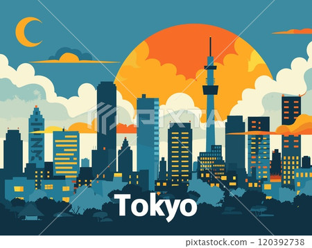Tokyo City Beautiful Vector Illustration for Postcards, Web Sites and Your Design 120392738