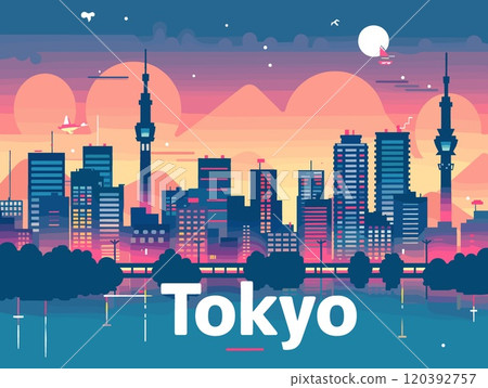 Tokyo City Beautiful Vector Illustration for Postcards, Web Sites and Your Design 120392757